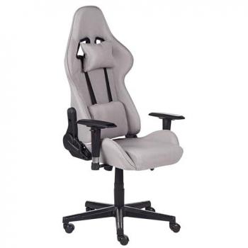 Silla de Oficina Gaming Ergonomica con Brazo Ajustable en Poliéster Gris Claro y Negro Warrior