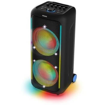 Philips Altavoz Bluetooth Portátil de Fiesta TAX5000E/10 - 200W, Control de Luz LED, Resistente al Agua IPX4, Batería de 14h, Entrada para Micrófono/Guitarra