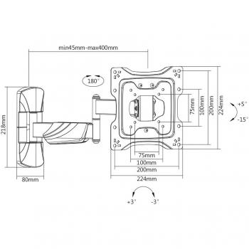 Soporte de Pared para LCD/TV, 5 Articulaciones, Inclinable y Giratorio, Blanco, Capacidad 25 kg
