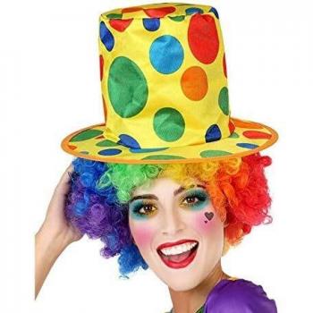 Atosa-51187 Sombrero De Copa Payaso Lunares, Multicolor, única