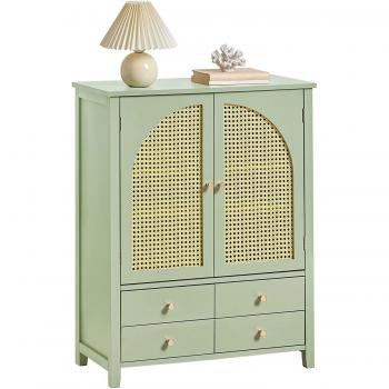 Aparador SoBuy FSB72-GR Verde con 2 puertas y 4 cajones, dimensiones de 70 x 34 x 90 cm, ideal para pasillo, zapatero, gabinete de cocina, comedor o sala de estar
