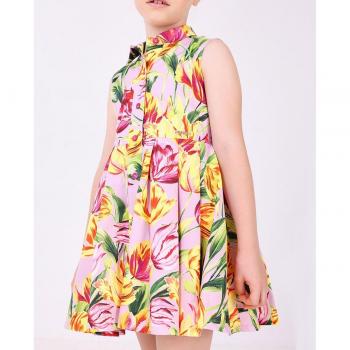 Vestido camisero con estampado de tulipanes