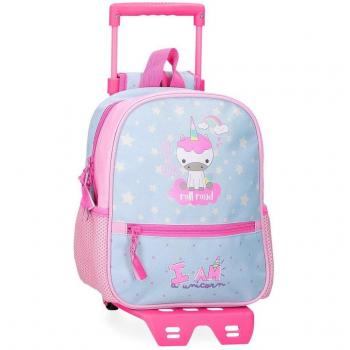 Mochila preescolar Roll Road I am a unicorn 28 cm con carro y bolsillos laterales