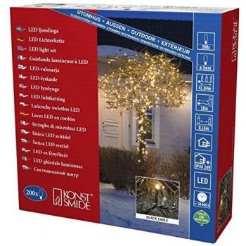 Cadena de luces LED exterior 200 lámparas negro/ámbar 31.84 m