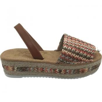 Sandalia Estilo Menorquina Mandarina 661 DF Mujer Suela Doble Multicolor
