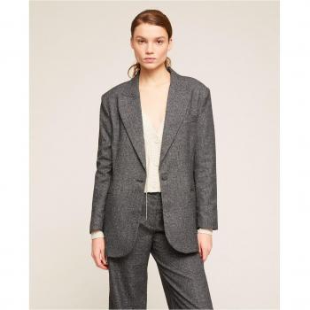 Blazer de mujer con botonadura simple y estampado de cuadros