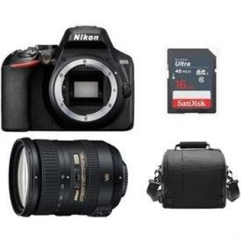 Cámara Digital Réflex Nikon D3500 24,2 MP Negra con Lente AF-S 18-200mm F3.5-5.6G ED VR II DX, Bolsa y Tarjeta SD de 16GB