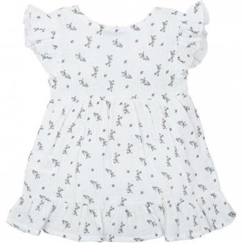 Vestido de bebé niña con motivos florales y botonadura trasera