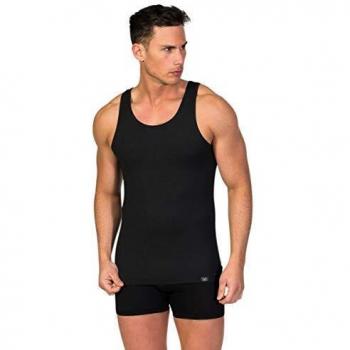 Camiseta Interior de Tirantes Hombre |Zero Defects | Hilo de Soja | Talla L/XL - Color Negro