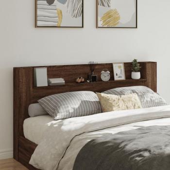 Cabecero de cama con LED marrón roble 200x16,5x103,5 cm Vidaxl Marrón