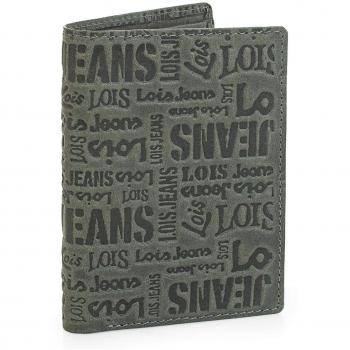 Lois - 11718 Cartera Monedero Billetero Tarjetero Hombre de Piel. Portamonedas Interior con Cremallera. 6 Compartimentos Tarjetas y documentación. 2 para Billetes, Color Gris