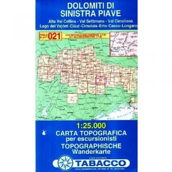 Mapa excursionista 021 Dolomiti Friulane y Oltre Piave 1:25.000 - Tabacco Editrice