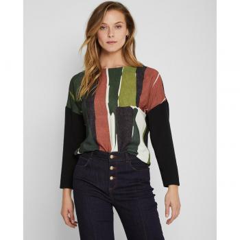 Camiseta de mujer de manga larga con estampado abstracto