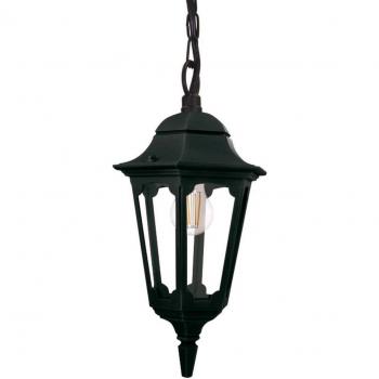 Lámpara colgante exterior Elstead Parish, suspensión de cadena, altura 42 cm, color negro, clasificación IP44