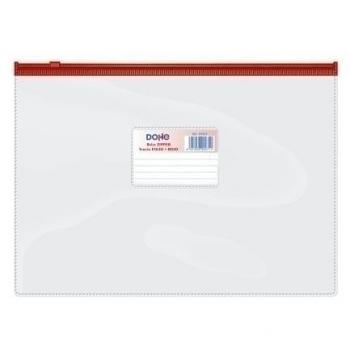 Dohe 99471 - Bolsa con Cierre Zip, PVC, Tamaño Folio, 330x240mm, Color Rojo