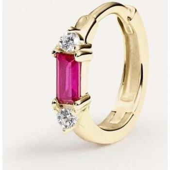 Pendiente piercing aro Libia elaborado en plata de ley 925 y baño de oro amarillo 18k con circonita