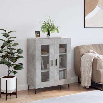 Aparador de madera de ingeniería 69,5x34x90 cm con acabado en gris hormigón, mueble de almacenaje para salón, buffet y armario auxiliar