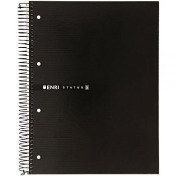 Enri 100435752 - Cuaderno microperforado, cuadricula de 5 x 5, 160 hojas, color negro