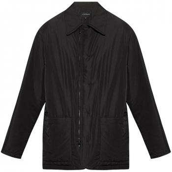 Emporio Armani Men's Black Light Jacket with Pockets, Pointed Flat Collar, Zip Fastening - Size 44