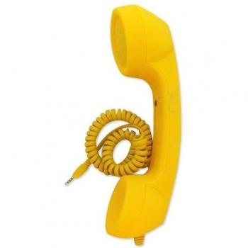 Teléfono Fijo Retro Kitsch con Micrófono y Altavoz Amarillo