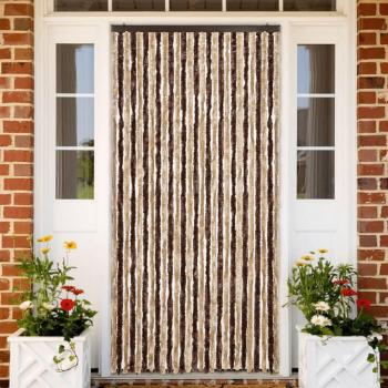Cortina mosquitera chenilla beige y marrón claro 118x220 cm