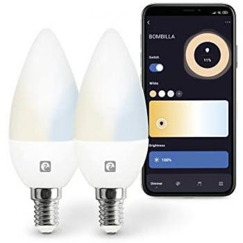 Bombilla LED Inteligente Wifi Vela C37, 5.5W (equivale a 40W de incandescencia), E14, CCT, Intensidad regulable, Programable, Control por voz y app,