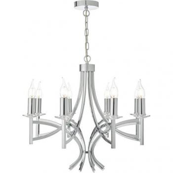 Lyon Lámpara Colgante Cromo Pulido y Cristal 8 Luces E14