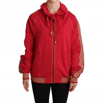 John Galliano Red Full Zip Jacket Sweatshirt Hooded Sweater - IT40|S, Size: XS