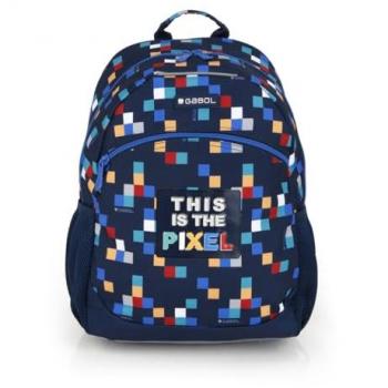 Mochila Escolar Gabol CUBIK Adaptable a Carro de Poliester Resistente al Agua 31x15x41 Cms