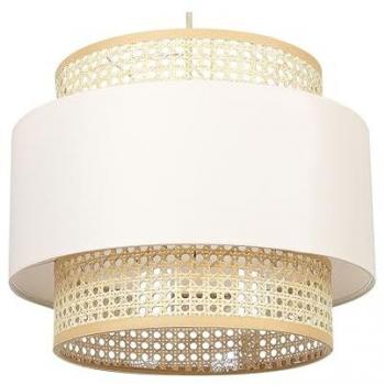 Lámpara de Techo Colgante Boho de Ratán Natural Beige con Pantalla de Poliéster 172 cm Yumuri