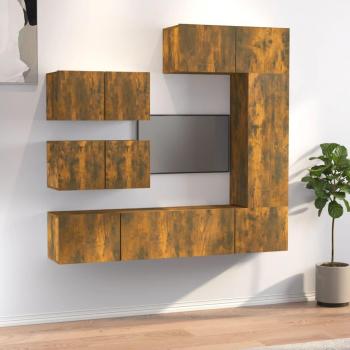 vidaXL Set de muebles de TV 6 piezas madera contrachapada roble ahumado 80 x 30 x 30 cm, Mueble de Salon, Mueble TV, Mueble Televisor, Mesa de TV