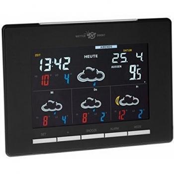 TFA Dostmann Lux Color - Estación meteorológica inalámbrica por satélite con tecnología Wetterdrekt, pronóstico de Temperatura Profesional, Pantalla a Color, 7 Niveles de Brillo