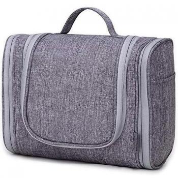 Wind Took Neceser Viaje Mujer Bolsa de Aseo para Mujer con Colgar Neceser Mujer Grande Impermeable Bolso Organizador Accesorios 24x5x19CM Gris Plata