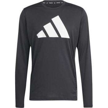 Camiseta de running Adidas Run It LS Hombre Negro, manga larga, diseño ligero y transpirable, tecnología Climalite para control de humedad, ajuste regular, logo reflectante para visibilidad en condiciones de poca luz