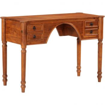 Escritorio de madera maciza de acacia 110x50x76 cm con cajones Marrón