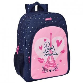 Mochila Escolar Safta Paris Rosa Azul Marino 33 x 42 x 14 cm