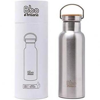 Irisana 72.Bbo14.AC Botella Termo con Tapón De Bambú, Sin género, Acero, 500 ml