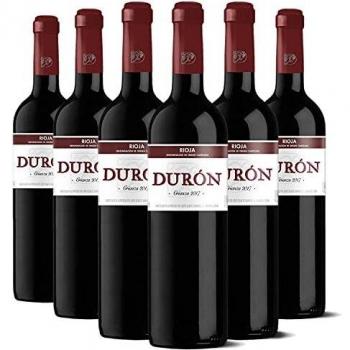 Durón – Vino Tinto Crianza 2017 Denominación de Origen Calificada Rioja, Variedad Tempranillo, 12 meses en barrica – Caja de 6 botellas x 750 ml – Total: 4500 ml