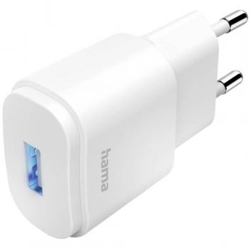 Cargador de Pared Hama 00201645 con Adaptador de Enchufe USB-A, 6W, Luz LED y Diseño Blanco
