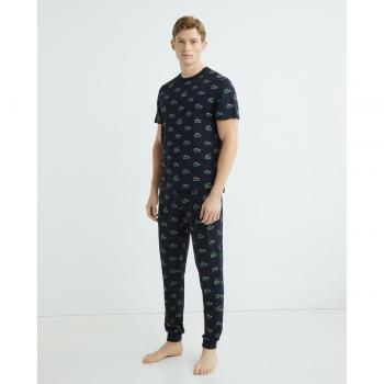 Conjunto de pijama Lacoste para hombre en color azul marino con diseño Holiday