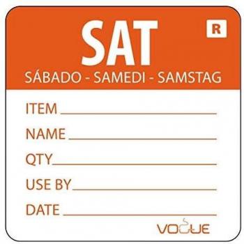 Etiquetas Removibles para Alimentos Hygiplas - Sábado (Pack de 500) - Fácil Despegado, Sin Residuo