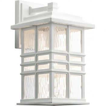Linterna de pared de jardín Beacon Square White 14 pulgadas, lámpara de pared exterior IP44, color blanco, casquillo E27