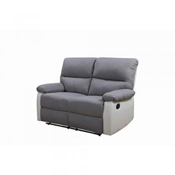 Sofá reclinable 2 plazas Lincoln - Color gris claro - Dimensiones: 147 x 89 x 103 cm