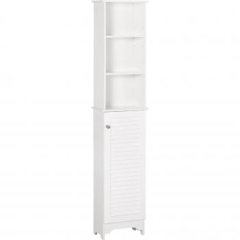 Armario Alto de Baño con Estantes Abiertos y Balda Interior 34x20x165 cm Blanco