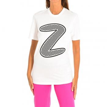 Zumba Camiseta Deportiva Blanco-Negro de Manga Corta y Cuello Redondo para Mujer