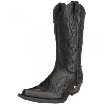 New Rock Flame Accented Black Leather Biker Cowboy Boots EU 40