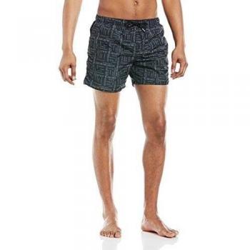 EMPRESSA (New Musik Distribution) ALLOVER LOGO - Shorts de playa para hombre, color schwarz/schwarz, talla Small