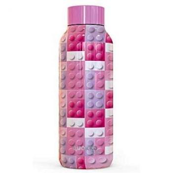 Quokka Kids - Solid Pink Bricks 510 ML| Botellas De Agua Acero Inoxidable Sin BPA |Botella Térmica De Doble Pared - Mantiene el frío y el Calor para Niños y Adultos