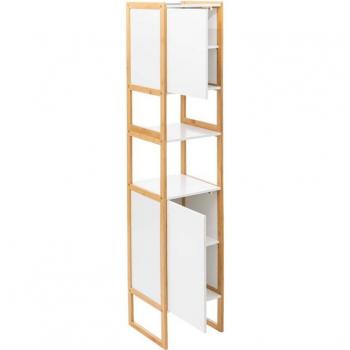 Columna de baño en madera blanca - 2 puertas - H 170 x L 33 x P 33 cm - Epuréo Naturéo
