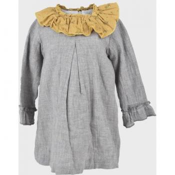 Vestido de bebé niña gris de algodón con volante La Ormiga 1140082905